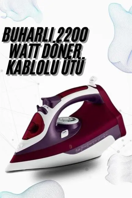 Buharlı Kablolu Ütü 2200 Watt Kireçlenme Önleyici Şok Buharlı