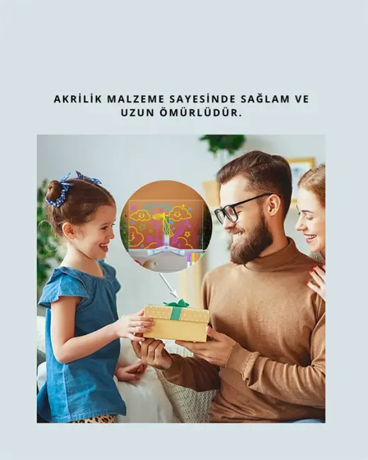 Dekoratif LED Yazı Tahtası – Silinebilir Neon Kalemli Planlama ve Hatırlatma İçin İdeal