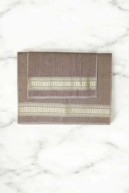 2 Parça Elysium Premium Banyo Havlu Seti  %100 Pamuk 70x140 Cm Kahve