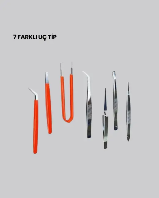 Antistatik 7’li Hassas Cımbız Takımı Manyetik Olmayan Uçlu