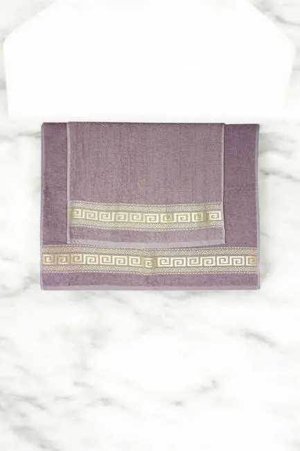 2 Parça Elysium Premium Banyo Havlu Seti  %100 Pamuk 70x140 Cm Mor