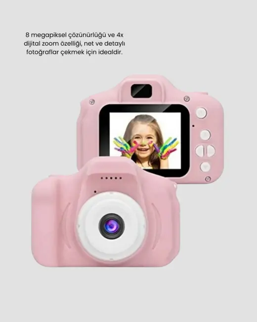 Pembe Mini 1080p HD Çocuk Kamera – 8MP Video KaydıTF Kart Destekli