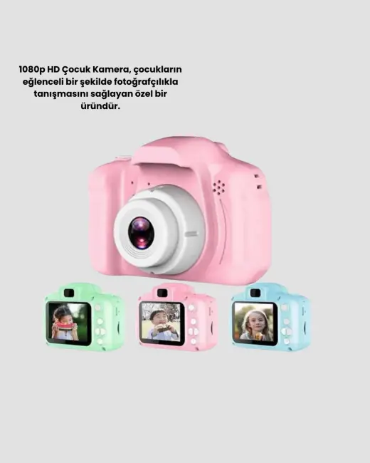 Pembe Mini 1080p HD Çocuk Kamera – 8MP Video KaydıTF Kart Destekli