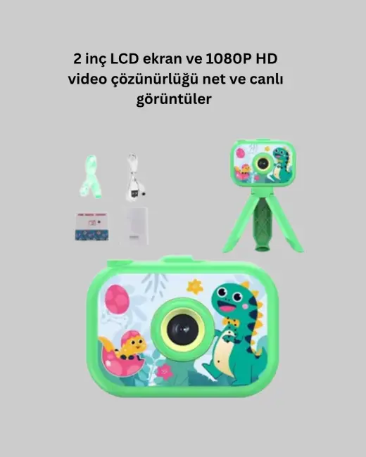 2 inç Ekranlı Çocuk Kamerası – Çizgi Film Efektli ve Müzik Çalar Özellikli