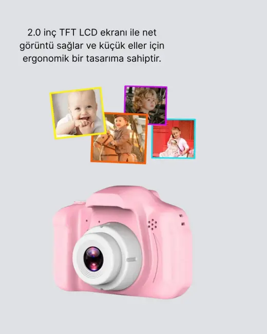 Mini Dijital Çocuk Kamerası 8MP HD Ekranlı 1080P Video ve Şarjlı