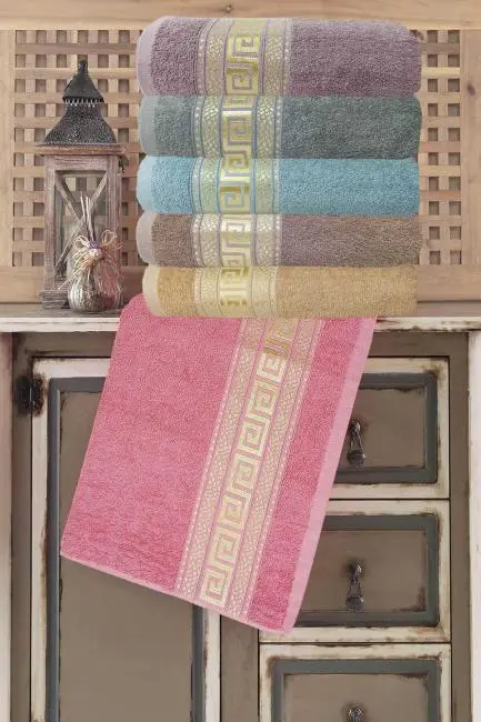 6 lı El Yüz Havlu Seti Heleni %100 Pamuk 50x90 Cm