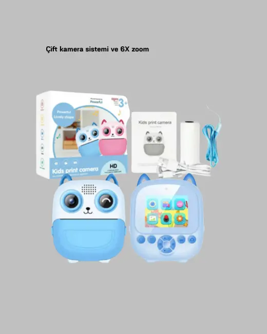 Çocuklar İçin Dijital Kamera Termal Yazıcı 48MP Çift Kamera 1300mAh Batarya