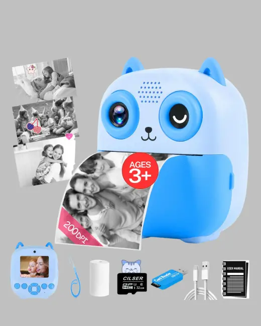 Çocuklar İçin Dijital Kamera Termal Yazıcı 48MP Çift Kamera 1300mAh Batarya