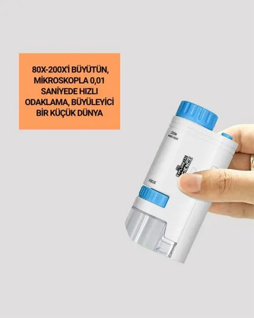 Portatif El Mikroskop – LED Işıklı Aynı Anda Net Odaklama