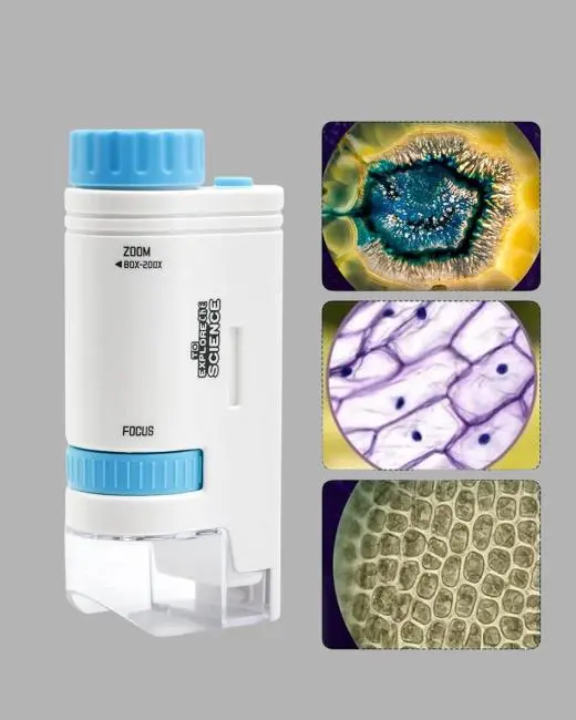 Taşınabilir Eğitim Mikroskobu 80X–200X LED Işıklı ve Darbeye Dayanıklı