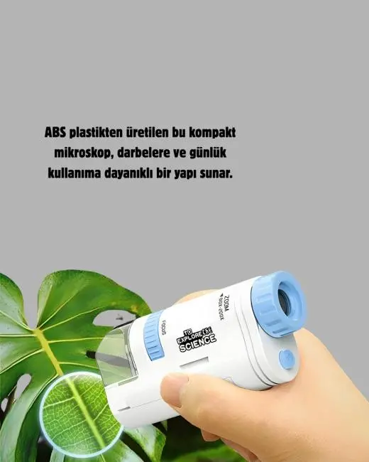 LED Işıklı Mikroskop 80X–200X Zoom Eğitici Bilim Seti ve Taşınabilir