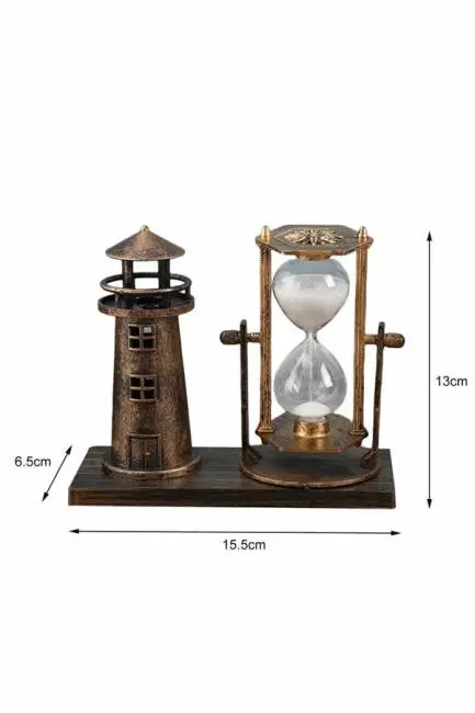 Hediyelik Eşya Retro Ahşap Deniz Feneri Kum Saati Biblo