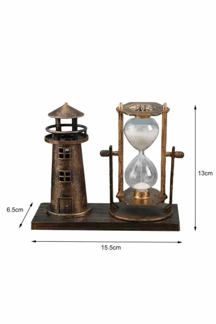 Hediyelik Eşya Retro Ahşap Deniz Feneri Kum Saati Biblo
