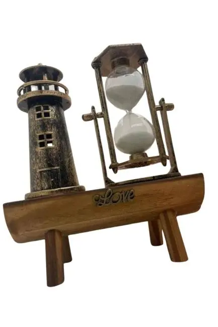 Hediyelik Eşya Retro Ahşap Deniz Feneri Kum Saati Biblo