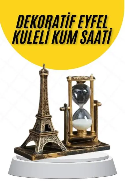 Dekoratif Eyfel Kulesi ve Kum Saati Vintage Tarzı Masa Süsü Biblo