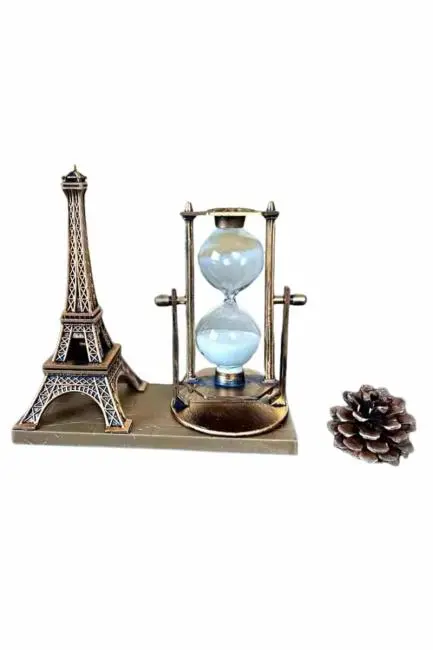Dekoratif Eyfel Kulesi ve Kum Saati Vintage Tarzı Masa Süsü Biblo