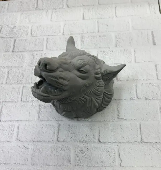 Gri Kurt Duvar Dekoru Asılabilir Dekoratif Heykel Tasarım