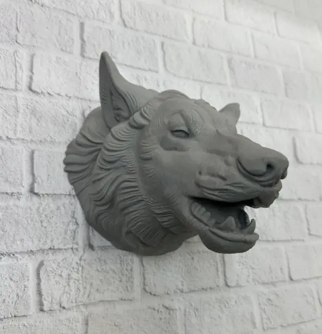 Gri Kurt Duvar Dekoru Asılabilir Dekoratif Heykel Tasarım