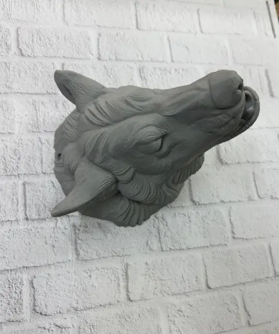 Gri Kurt Duvar Dekoru Asılabilir Dekoratif Heykel Tasarım