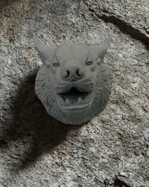 Gri Kurt Duvar Dekoru Asılabilir Dekoratif Heykel Tasarım