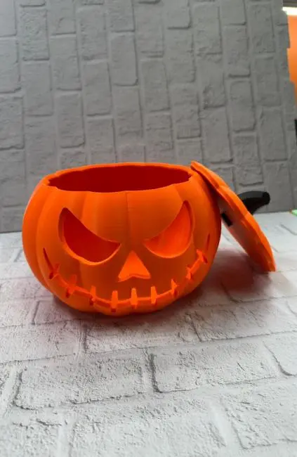 Kapaklı Balkabağı Dekor Kutusu 21×15 cm Halloween Temalı Saklama