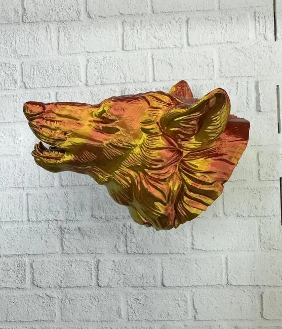 Gold Kurt Duvar Aksesuarı Asılabilir 3D Dekoratif Heykel 25x19 cm