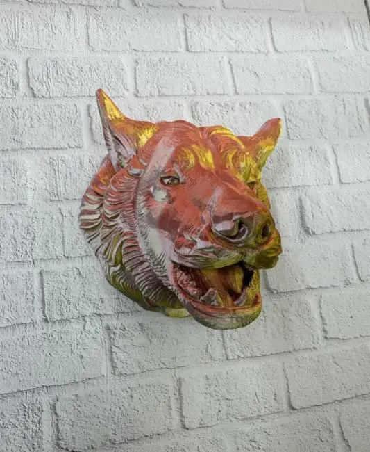 Gold Kurt Duvar Aksesuarı Asılabilir 3D Dekoratif Heykel 25x19 cm