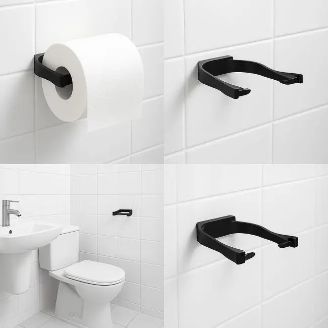 Siyah Metal Tuvalet Kağıdı Tutucu Mat Kaplama Banyo Peçetelik