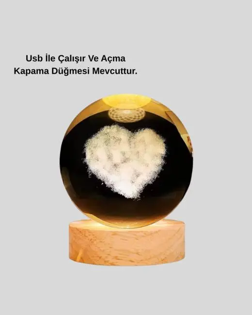 Kalpli LED Işıklı Cam Küre Büyük Boy Kristal Tasarım