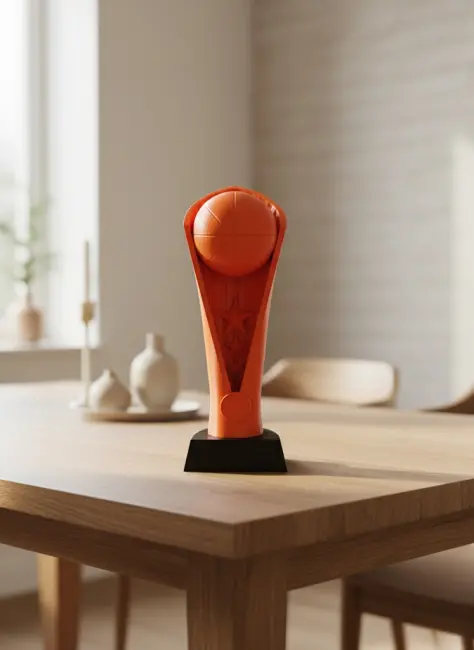 Turuncu Kupa 23cm Basketbol Temalı Dekoratif Ödül Biblosu