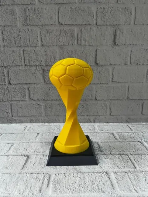 Futbol Toplu Sarı Kupa 21cm Masaüstü Dekor Ödül Figürü