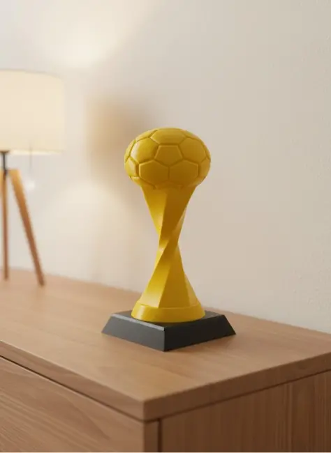 Futbol Toplu Sarı Kupa 21cm Masaüstü Dekor Ödül Figürü