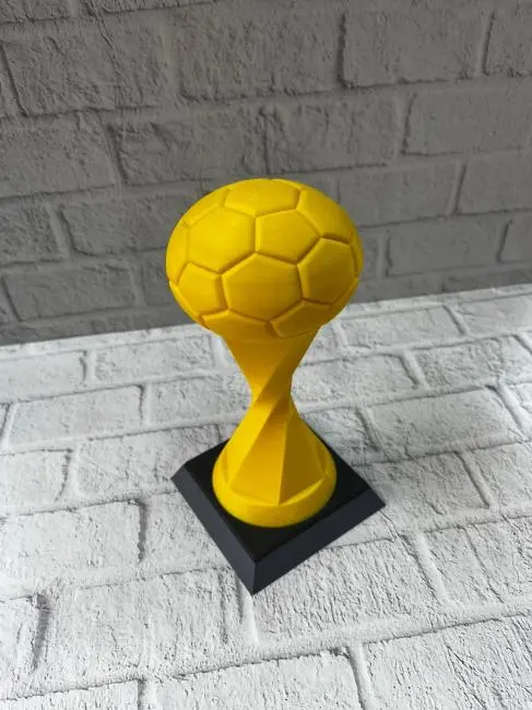 Futbol Toplu Sarı Kupa 21cm Masaüstü Dekor Ödül Figürü