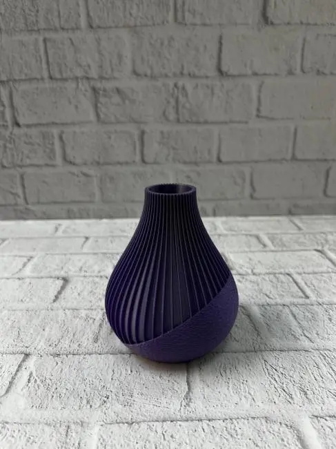 11 cm Mor Minimal Çizgili Vazo Masa Üstü Şık Dekor Objesi