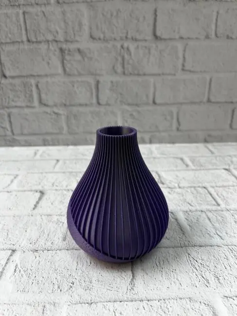 11 cm Mor Minimal Çizgili Vazo Masa Üstü Şık Dekor Objesi