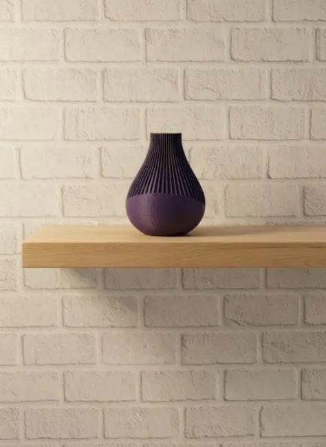 11 cm Mor Minimal Çizgili Vazo Masa Üstü Şık Dekor Objesi