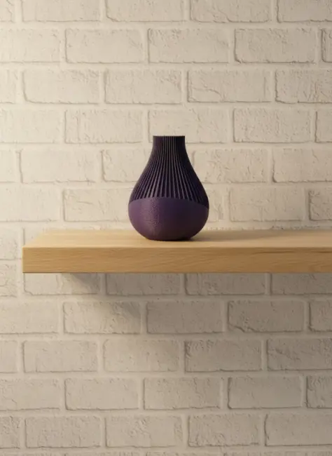 11 cm Mor Minimal Çizgili Vazo Masa Üstü Şık Dekor Objesi