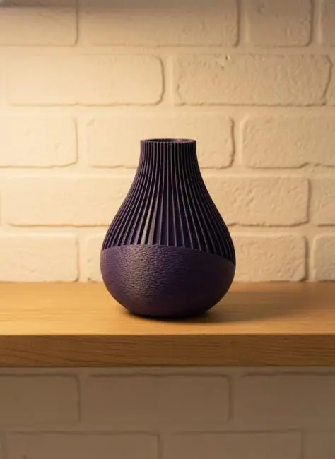 Mor Çizgili Dekoratif Vazo 11 cm Modern Tasarım Aksesuar