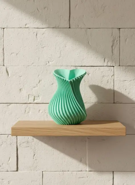 Kalpli Turkuaz Dekoratif Vazo 24 cm Modern Şık Tasarım