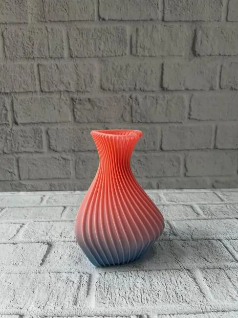 3D Dalga Desenli Kalp Formlu Dekoratif Vazo Pembe 15 cm