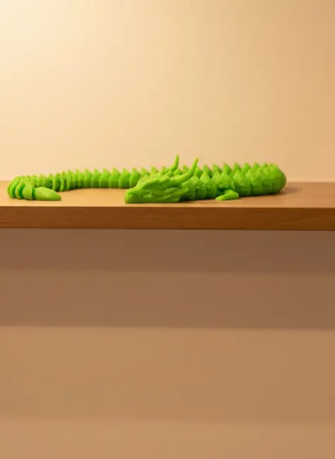 Hareketli Yeşil Ejderha Figür Uzun Gövdeli Koleksiyonluk Tasarım