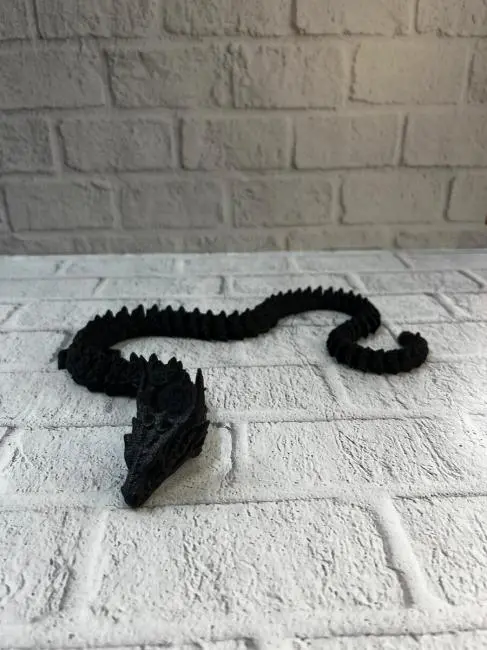Siyah Hareketli Ejderha Figürü Esnek Gövdeli Dekoratif Tasarım 60 cm