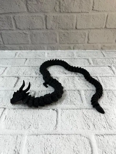 Siyah Hareketli Ejderha Figürü Esnek Gövdeli Dekoratif Tasarım 60 cm