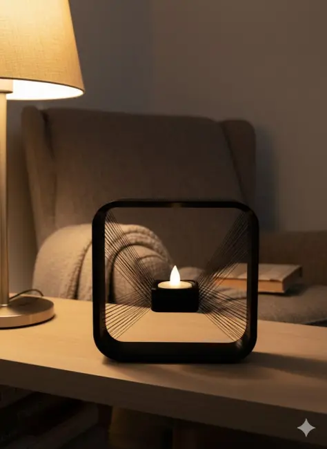 Kare Askılı Mumluk Duvara Asılan Şık Dekoratif Mumluk 16×16 cm