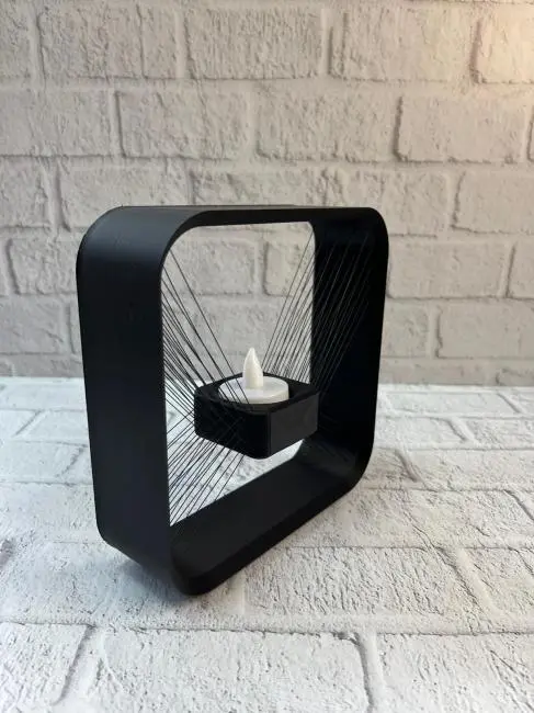 Kare Askılı Mumluk Duvara Asılan Şık Dekoratif Mumluk 16×16 cm