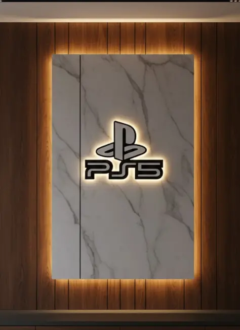 PS5 Logo Dekoratif Duvar Süsü Oyun Odası ve Salon Uyumu