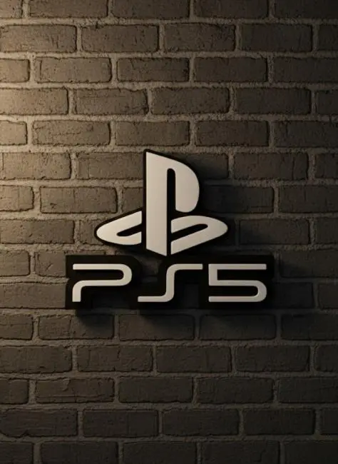 PlayStation 5 Logo Duvar Dekoru Minimal Tasarım 16×12 cm