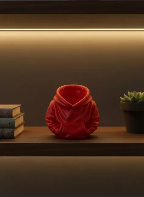 Dekoratif Kırmızı Hoodie Kalemlik 10x10 cm