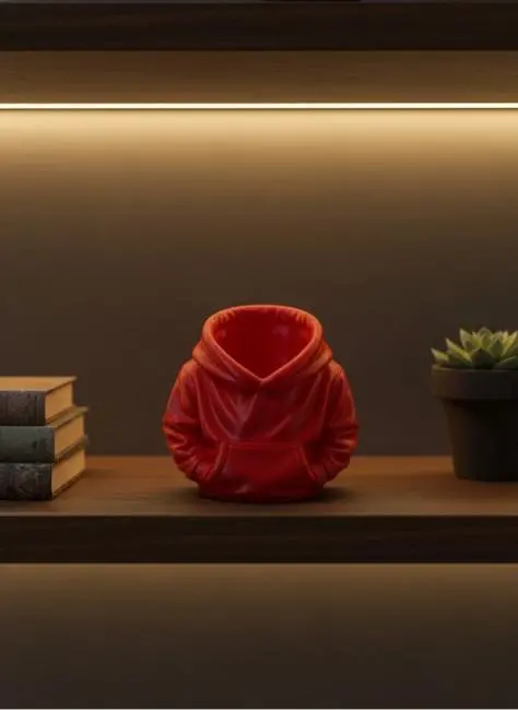 Dekoratif Kırmızı Hoodie Kalemlik 10x10 cm