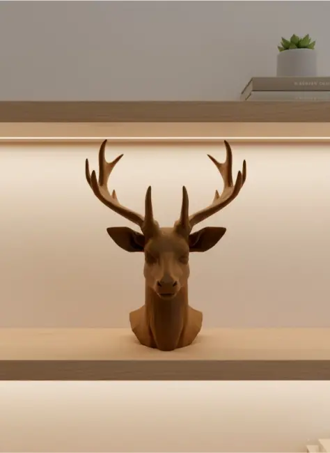 Dekoratif Kahverengi Geyik Biblo Salon ve Raf Dekoru